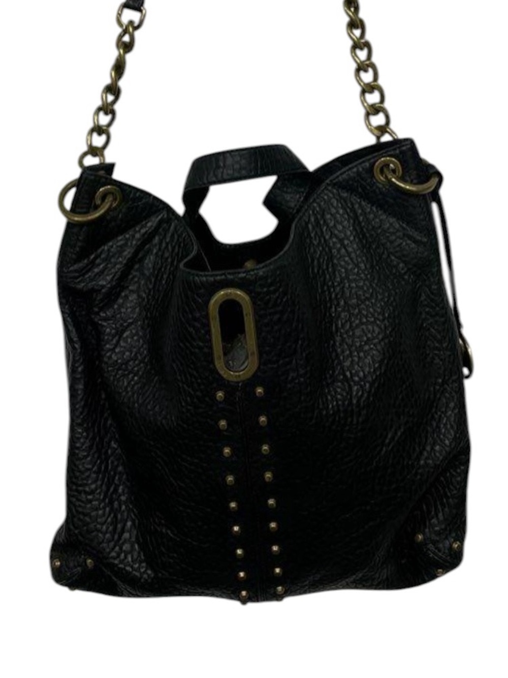 2030 Michael Kors Black Pebbled Leather Shoulder Bag with Gold Hardware